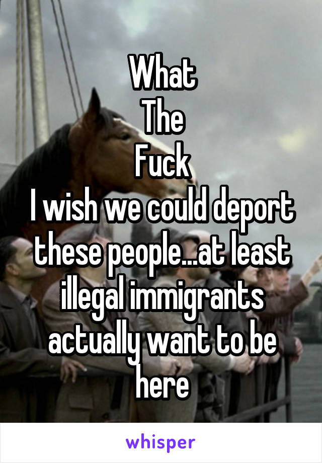 What
The
Fuck
I wish we could deport these people...at least illegal immigrants actually want to be here
