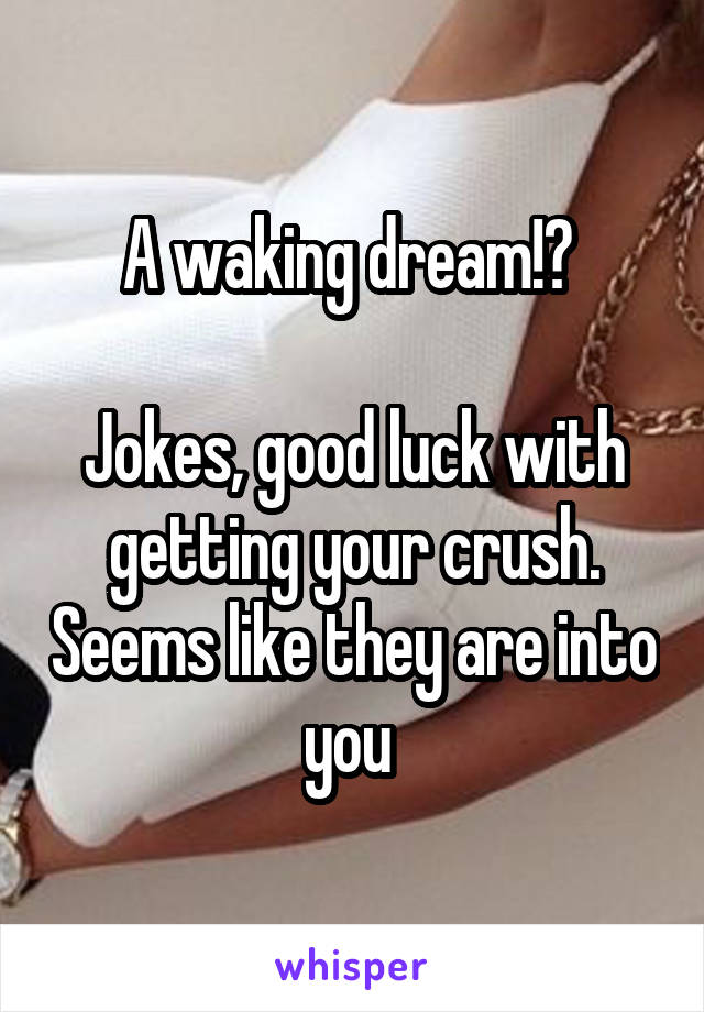 A waking dream!? 

Jokes, good luck with getting your crush. Seems like they are into you 