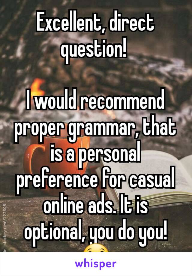 Excellent, direct question! 

I would recommend proper grammar, that is a personal preference for casual online ads. It is optional, you do you! 😀