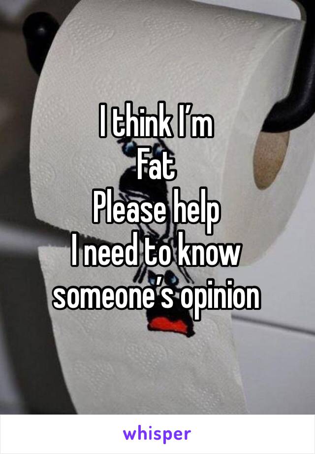 I think I’m
Fat 
Please help 
I need to know someone’s opinion 