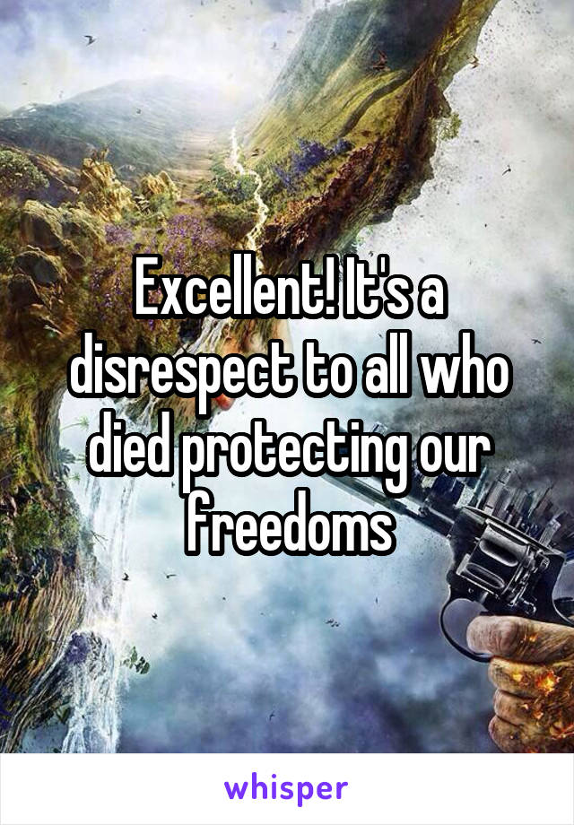 Excellent! It's a disrespect to all who died protecting our freedoms