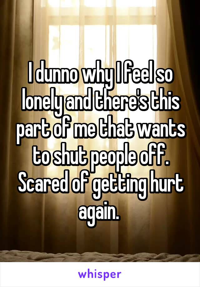 I dunno why I feel so lonely and there's this part of me that wants to shut people off. Scared of getting hurt again. 