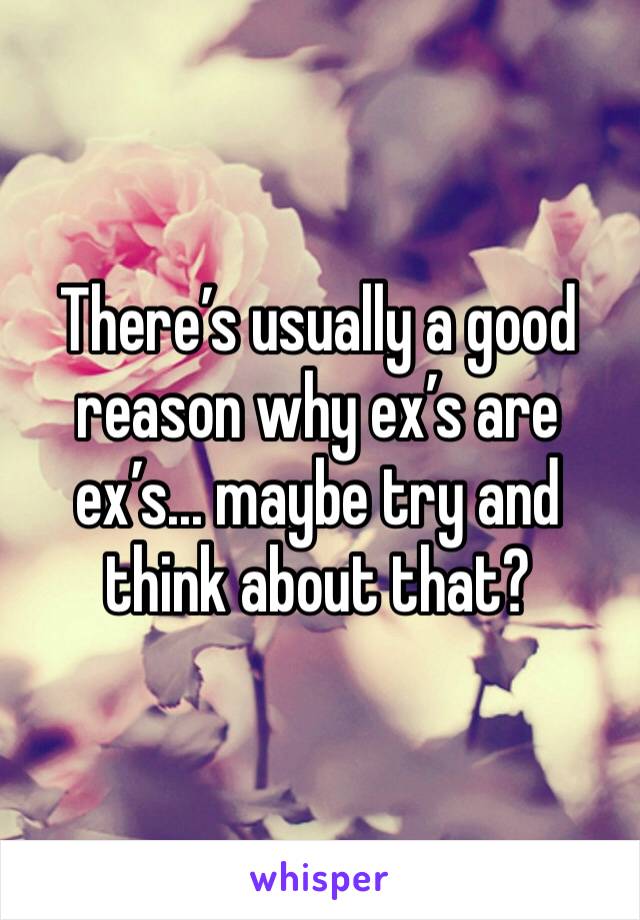 There’s usually a good reason why ex’s are ex’s... maybe try and think about that?