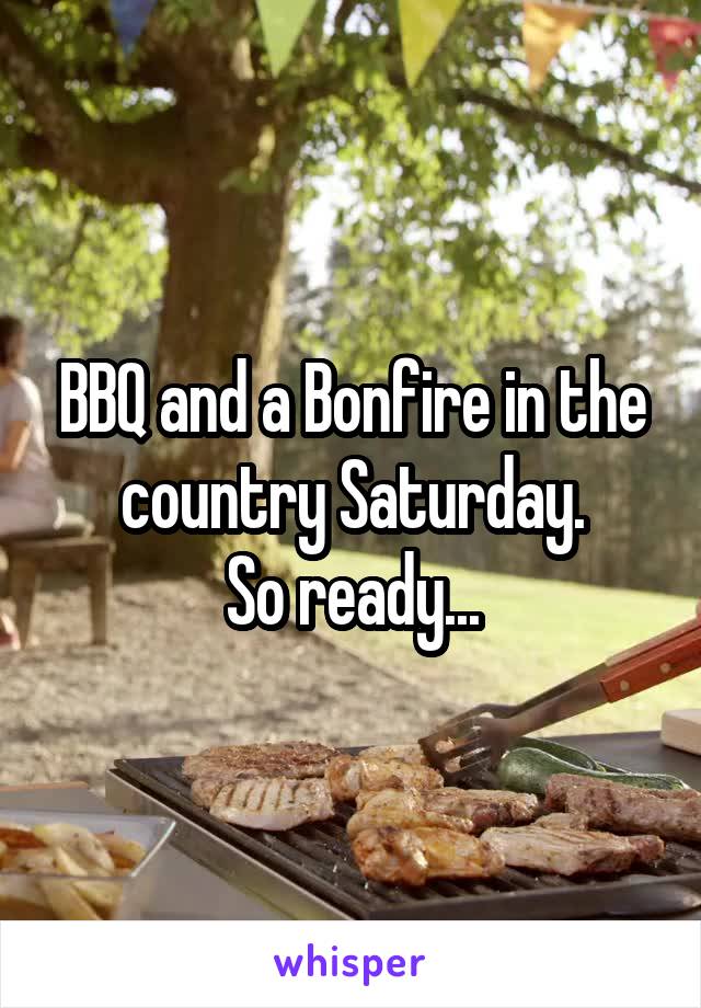 BBQ and a Bonfire in the country Saturday.
So ready...