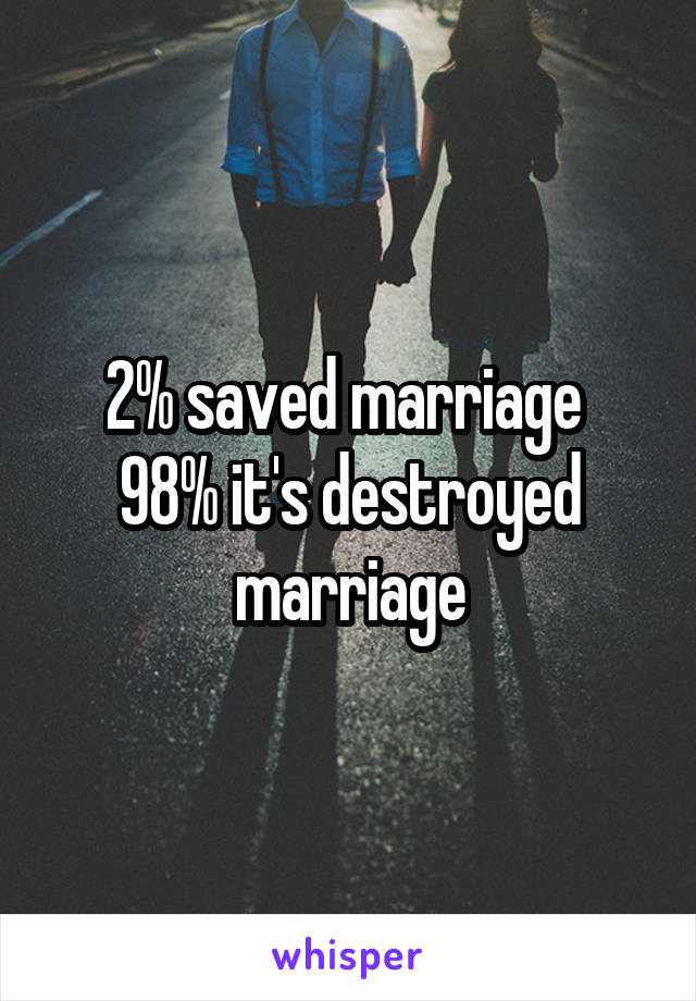 2% saved marriage 
98% it's destroyed marriage