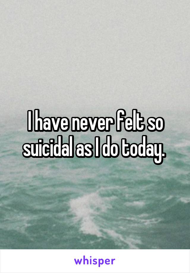 I have never felt so suicidal as I do today. 