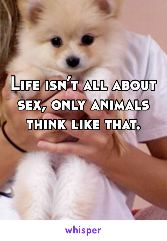 Life isn’t all about sex, only animals think like that. 