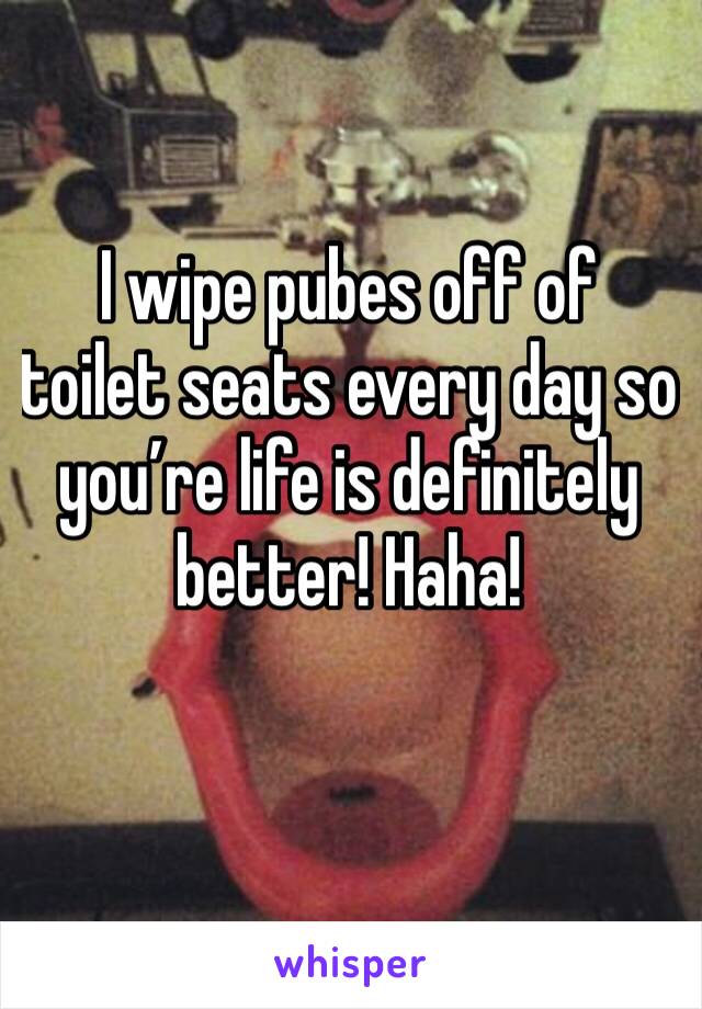 I wipe pubes off of toilet seats every day so you’re life is definitely better! Haha! 