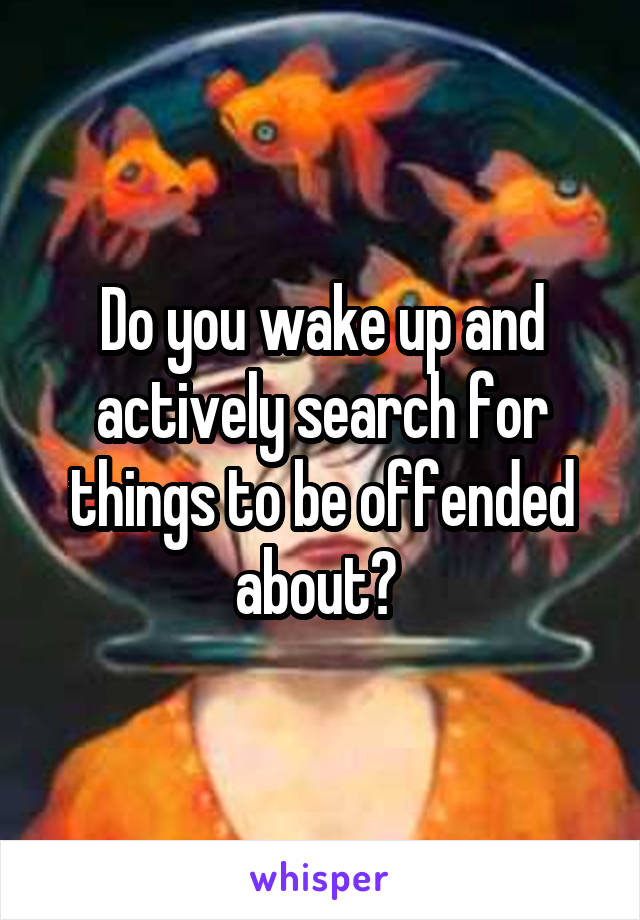 Do you wake up and actively search for things to be offended about? 