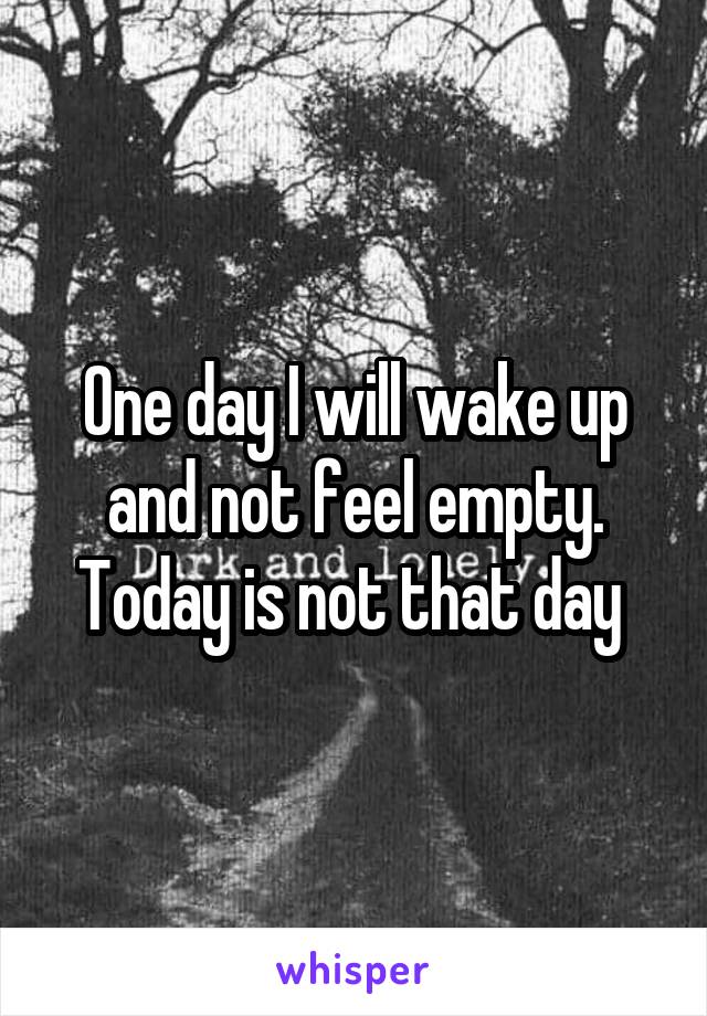 One day I will wake up and not feel empty. Today is not that day 