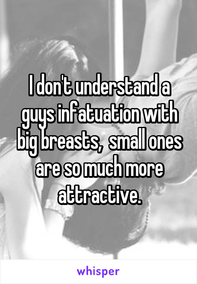 I don't understand a guys infatuation with big breasts,  small ones are so much more attractive.