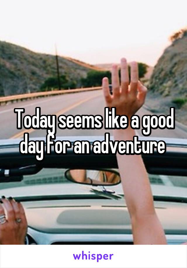 Today seems like a good day for an adventure 