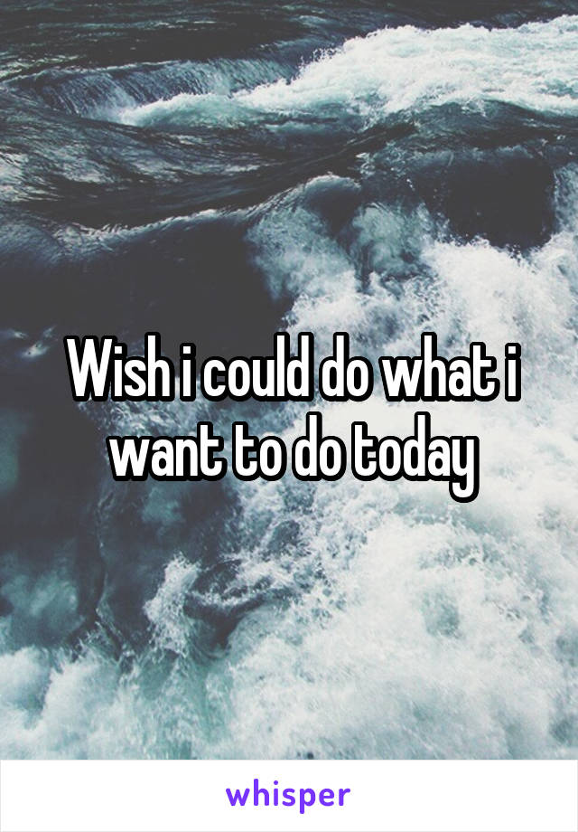 Wish i could do what i want to do today