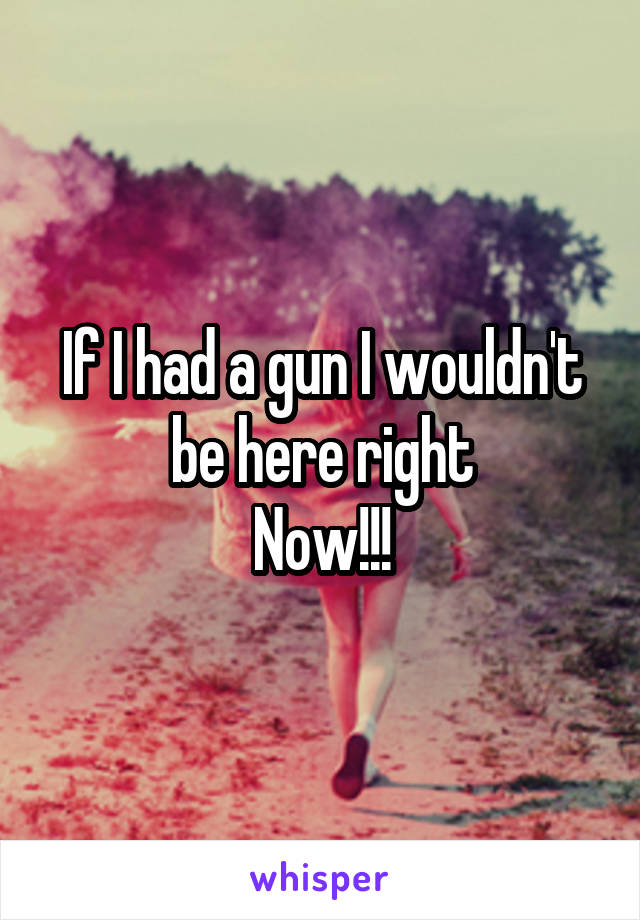 If I had a gun I wouldn't be here right
Now!!!