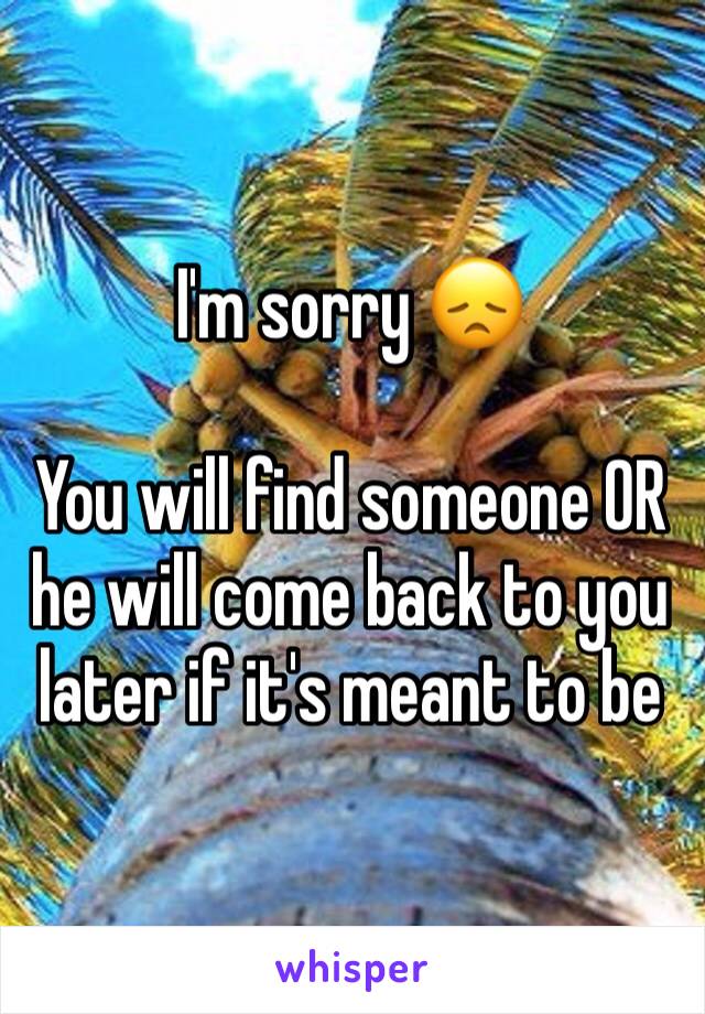 I'm sorry 😞

You will find someone OR he will come back to you later if it's meant to be