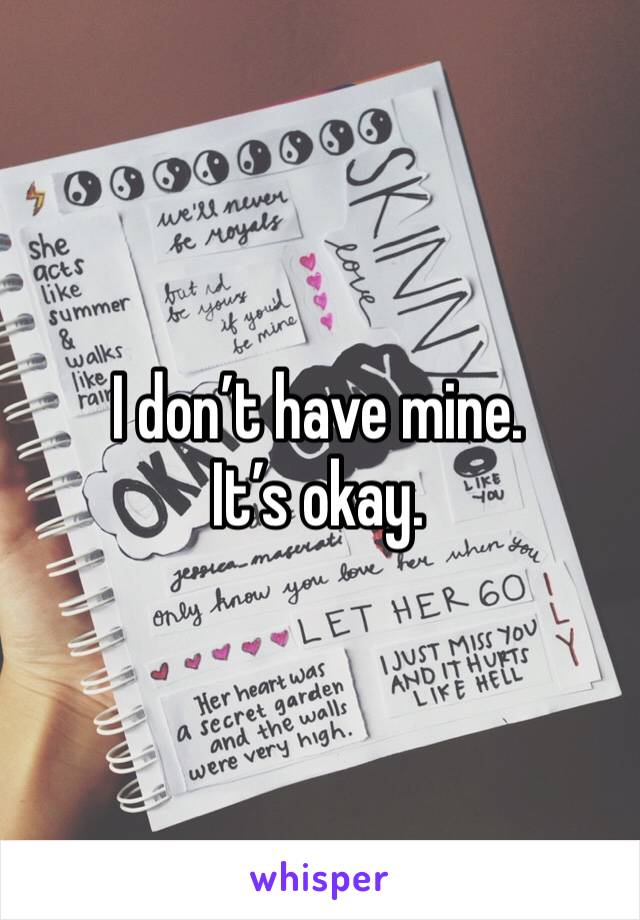 I don’t have mine. It’s okay. 