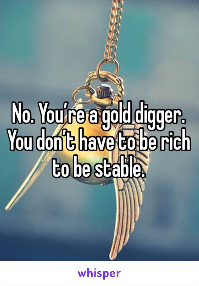 No. You’re a gold digger. 
You don’t have to be rich to be stable. 
