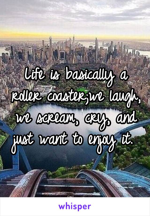 Life is basically a roller coaster;we laugh, we scream, cry, and just want to enjoy it. 