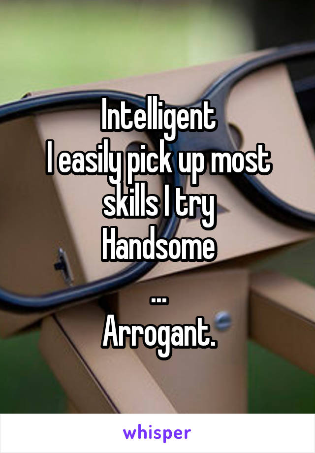 Intelligent
I easily pick up most skills I try
Handsome
...
Arrogant.