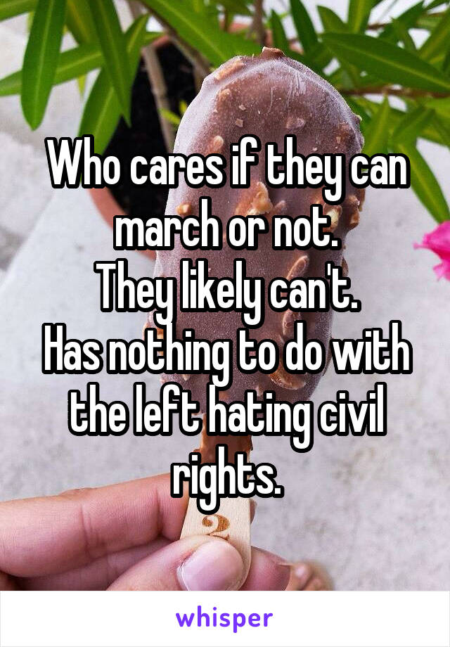 Who cares if they can march or not.
They likely can't.
Has nothing to do with the left hating civil rights.