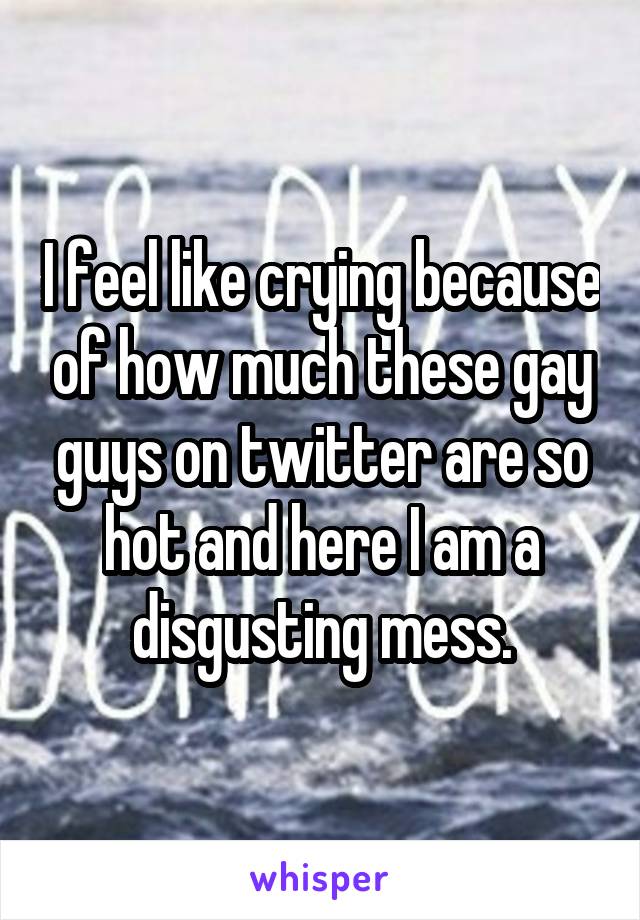 I feel like crying because of how much these gay guys on twitter are so hot and here I am a disgusting mess.