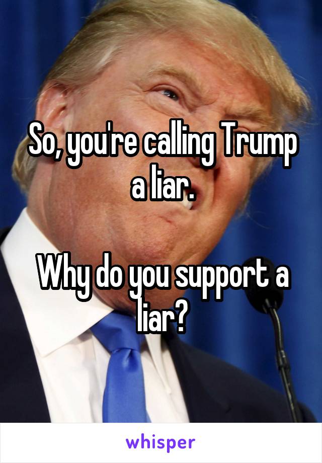 So, you're calling Trump a liar.

Why do you support a liar?