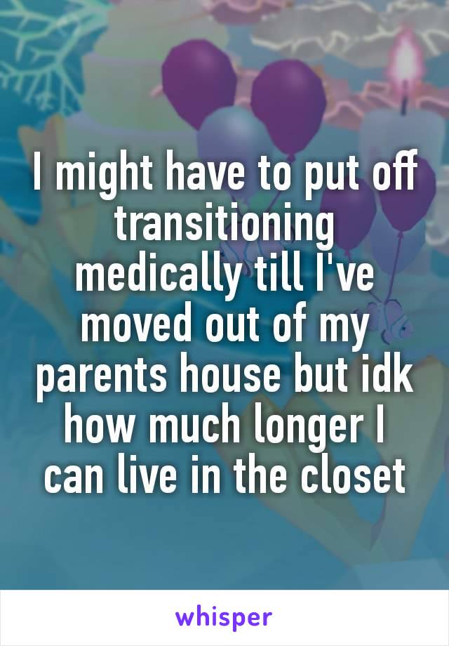 I might have to put off transitioning​ medically till I've moved out of my parents house but idk how much longer I can live in the closet