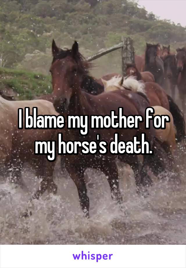 I blame my mother for my horse's death.