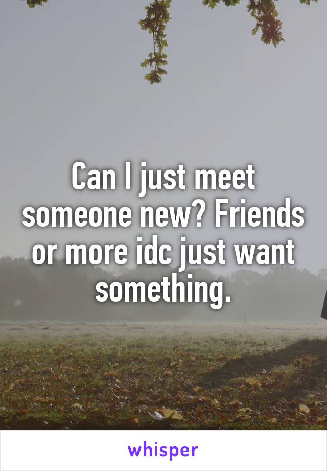 Can I just meet someone new? Friends or more idc just want something.