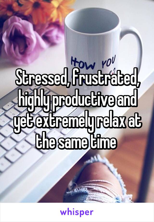 Stressed, frustrated, highly productive and yet extremely relax at the same time 