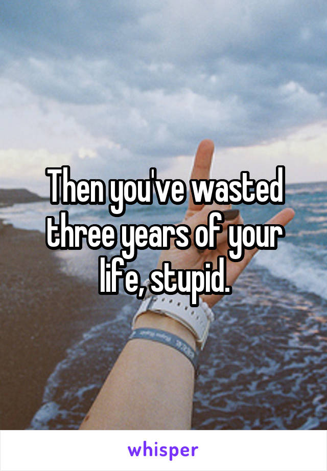 Then you've wasted three years of your life, stupid.