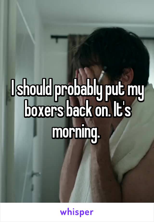 I should probably put my boxers back on. It's morning. 