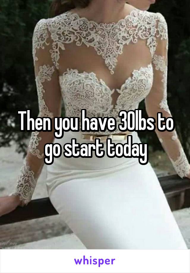 Then you have 30lbs to go start today