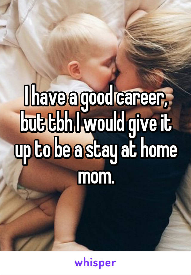 I have a good career, but tbh I would give it up to be a stay at home mom.