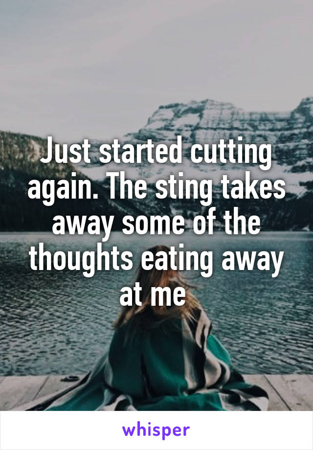 Just started cutting again. The sting takes away some of the thoughts eating away at me 