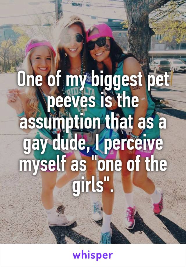 One of my biggest pet peeves is the assumption that as a gay dude, I perceive myself as "one of the girls".