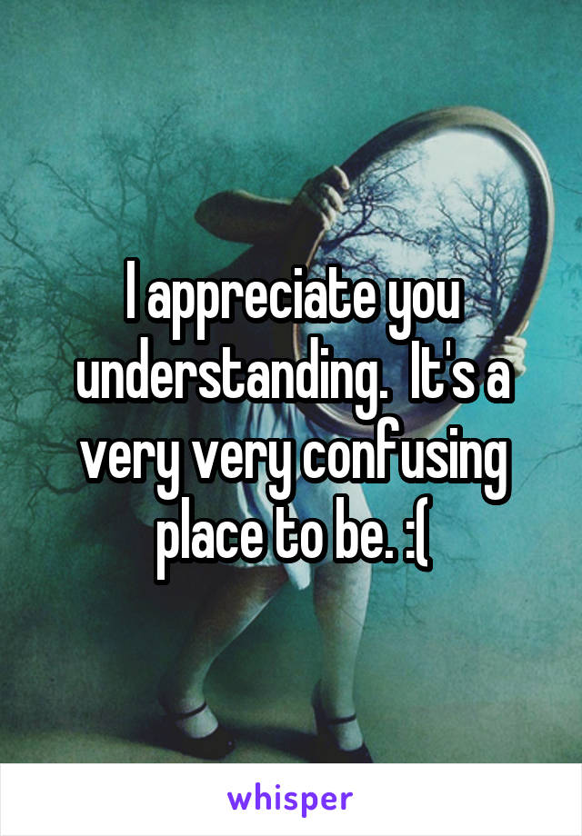 I appreciate you understanding.  It's a very very confusing place to be. :(