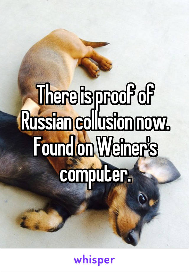 There is proof of Russian collusion now.
Found on Weiner's computer.