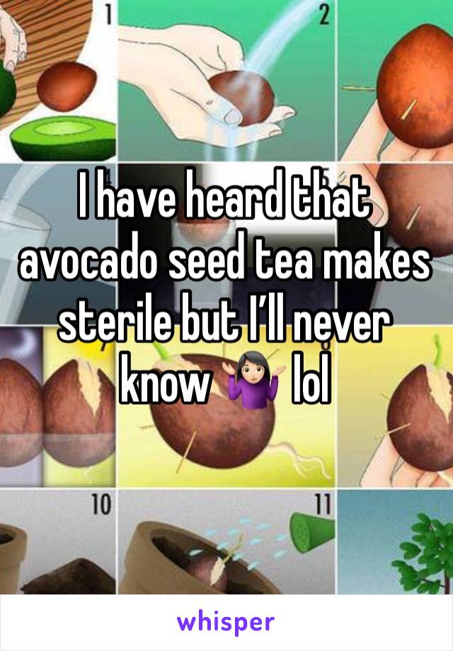 I have heard that avocado seed tea makes sterile but I’ll never know 🤷🏻‍♀️ lol
