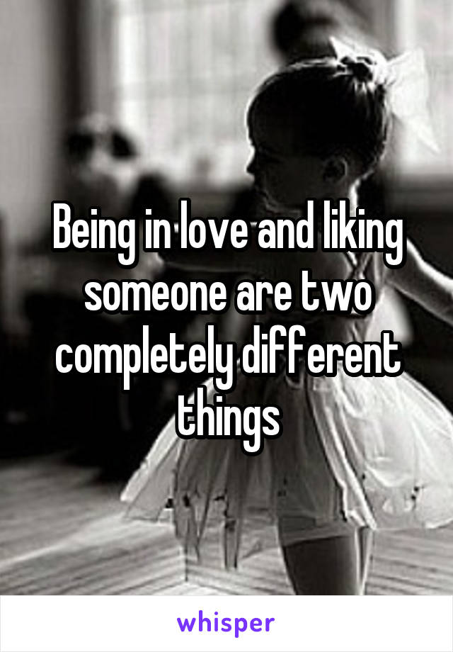 Being in love and liking someone are two completely different things