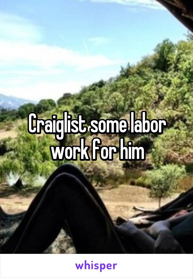 Craiglist some labor work for him