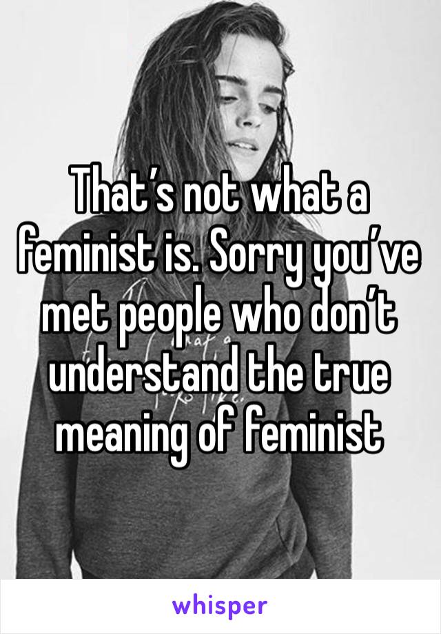 That’s not what a feminist is. Sorry you’ve met people who don’t understand the true meaning of feminist 