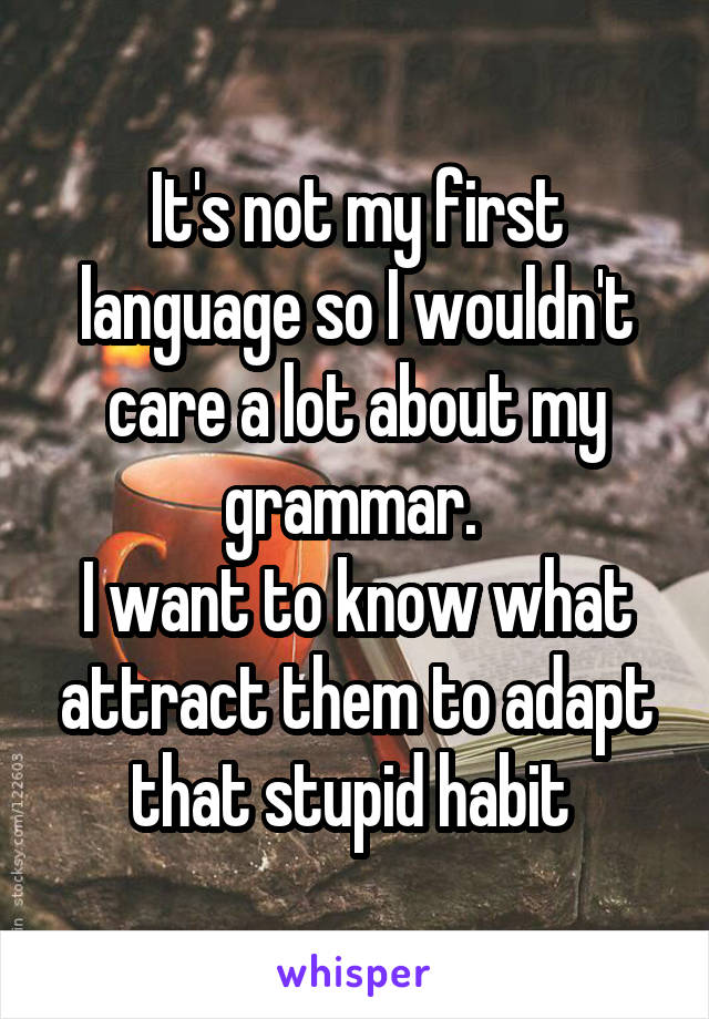 It's not my first language so I wouldn't care a lot about my grammar. 
I want to know what attract them to adapt that stupid habit 