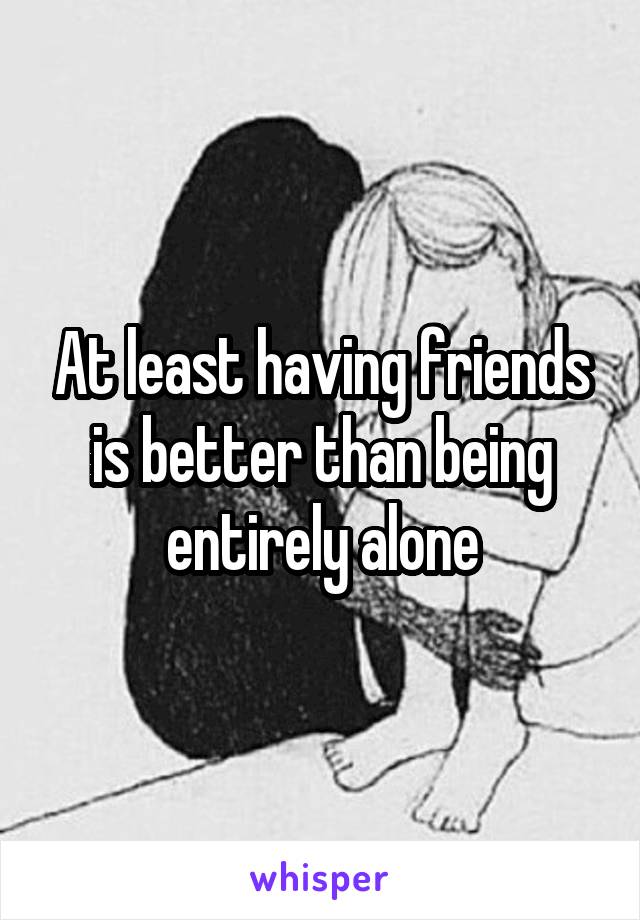At least having friends is better than being entirely alone