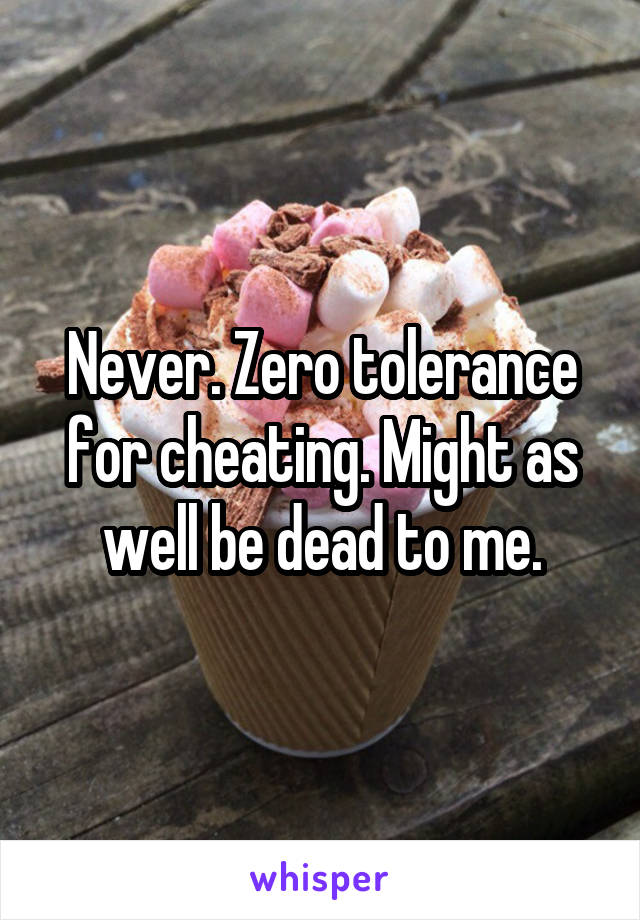 Never. Zero tolerance for cheating. Might as well be dead to me.