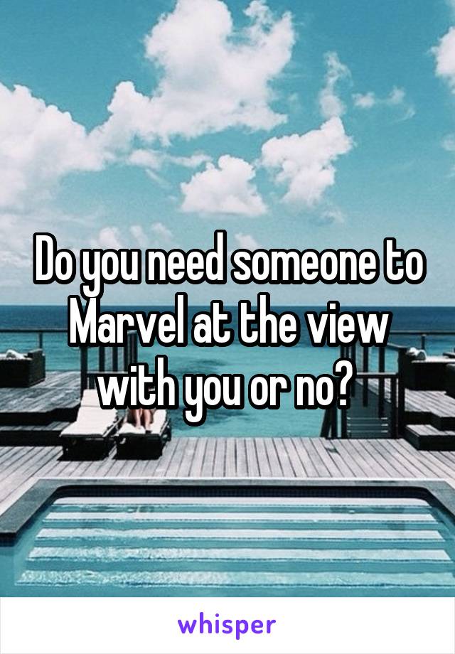 Do you need someone to Marvel at the view with you or no? 