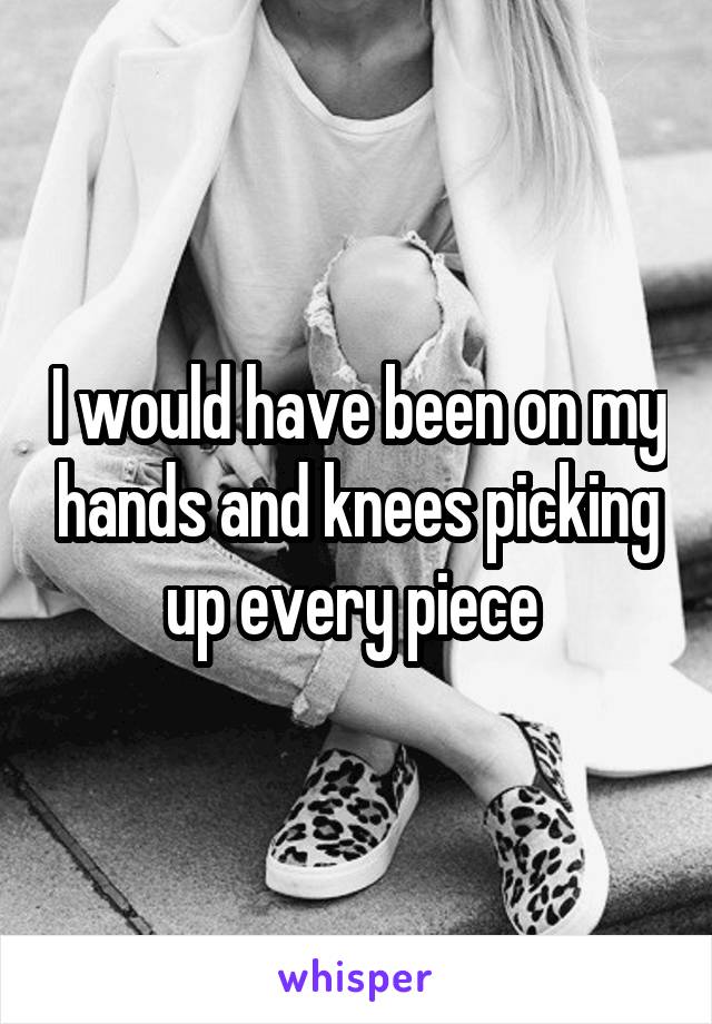 I would have been on my hands and knees picking up every piece 