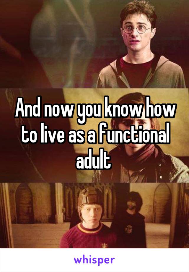 And now you know how to live as a functional adult 