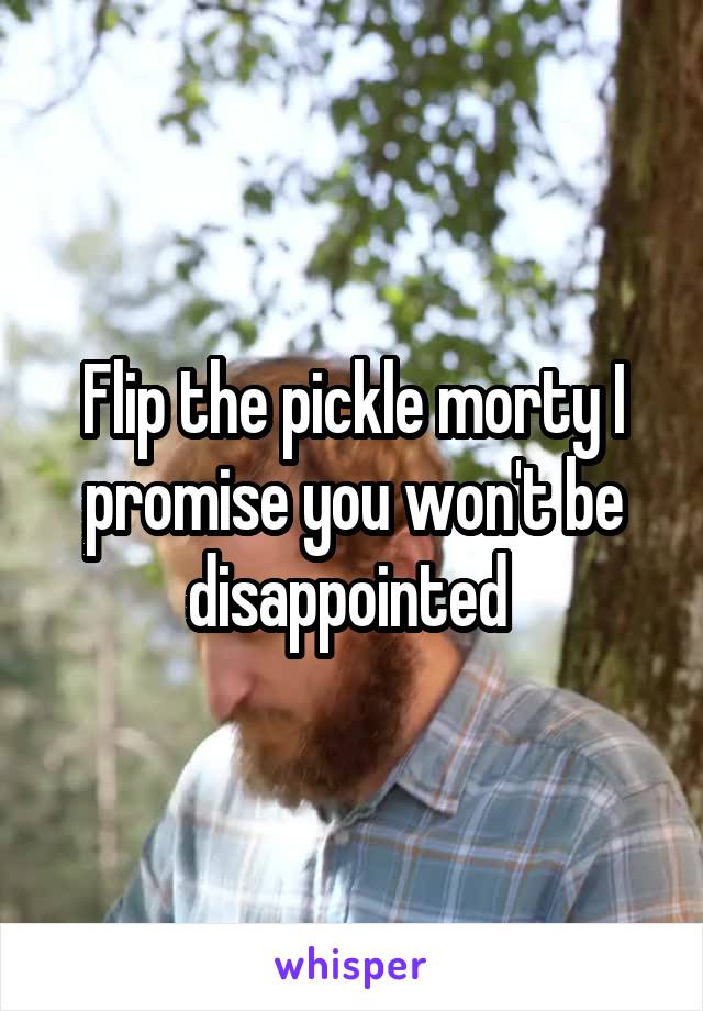 Flip the pickle morty I promise you won't be disappointed 