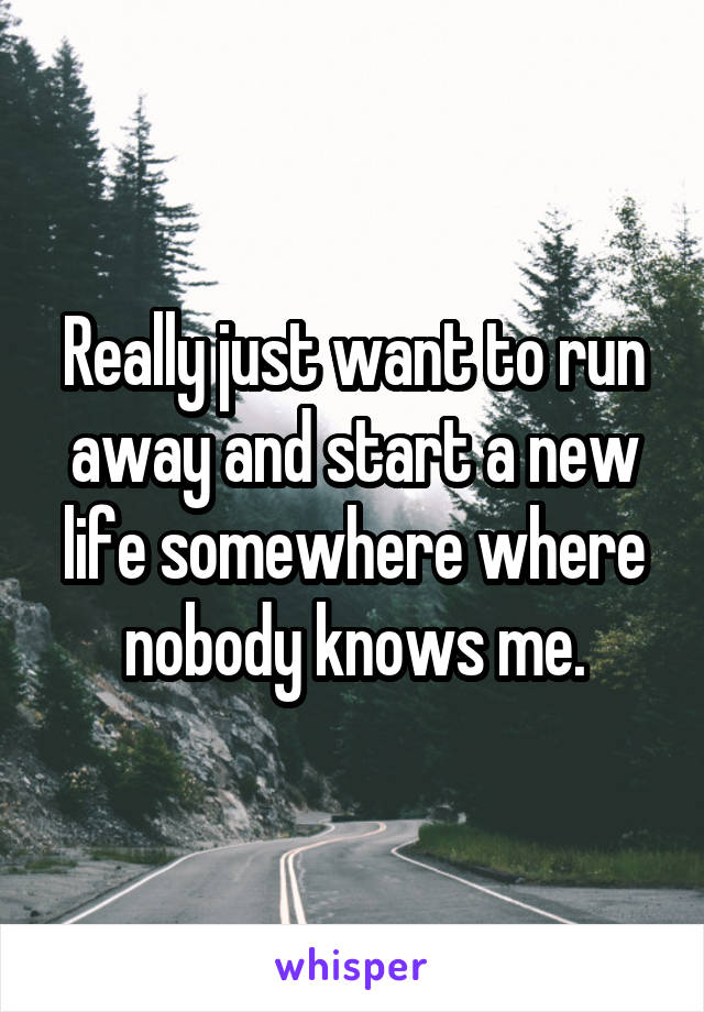 Really just want to run away and start a new life somewhere where nobody knows me.
